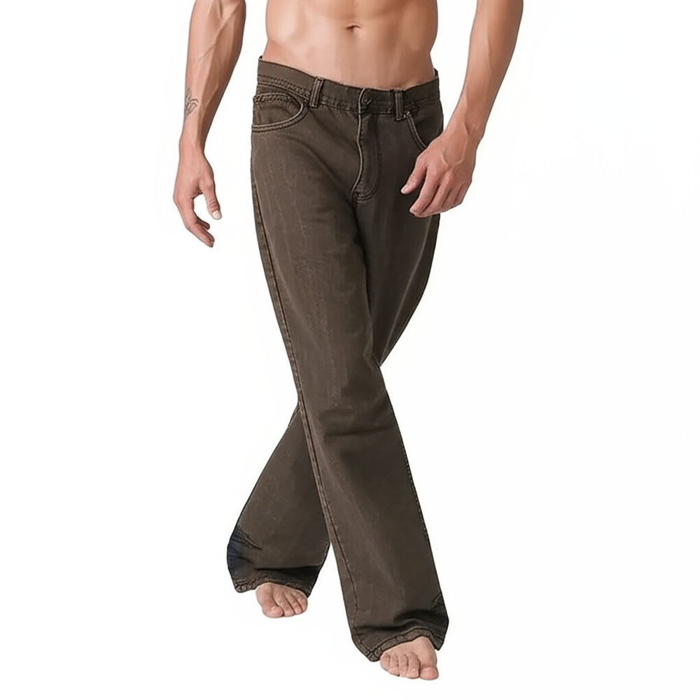 Decree Jeans Mens Black Tinted Tan Distressed Hem‎ Workwear Rugged Casual
